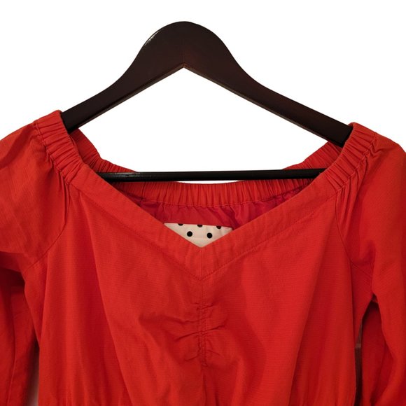 Anthropologie Klara Off The Shoulder Dress Size 0 Red Orange Cotton Midi Boho - Picture 5 of 12